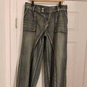 Shein Plus Size Casual Daily Distressed Wide Leg Jeans with Slant Pockets Sz. 1X